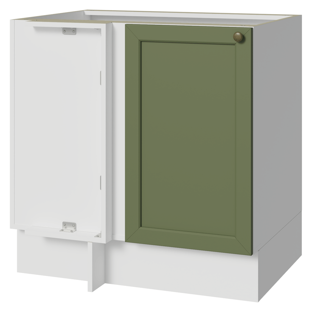 Bajo Mesada Esquinero 102 cm x 64 cm (Sin Mesada) Blanco/Verde Vik Madesa