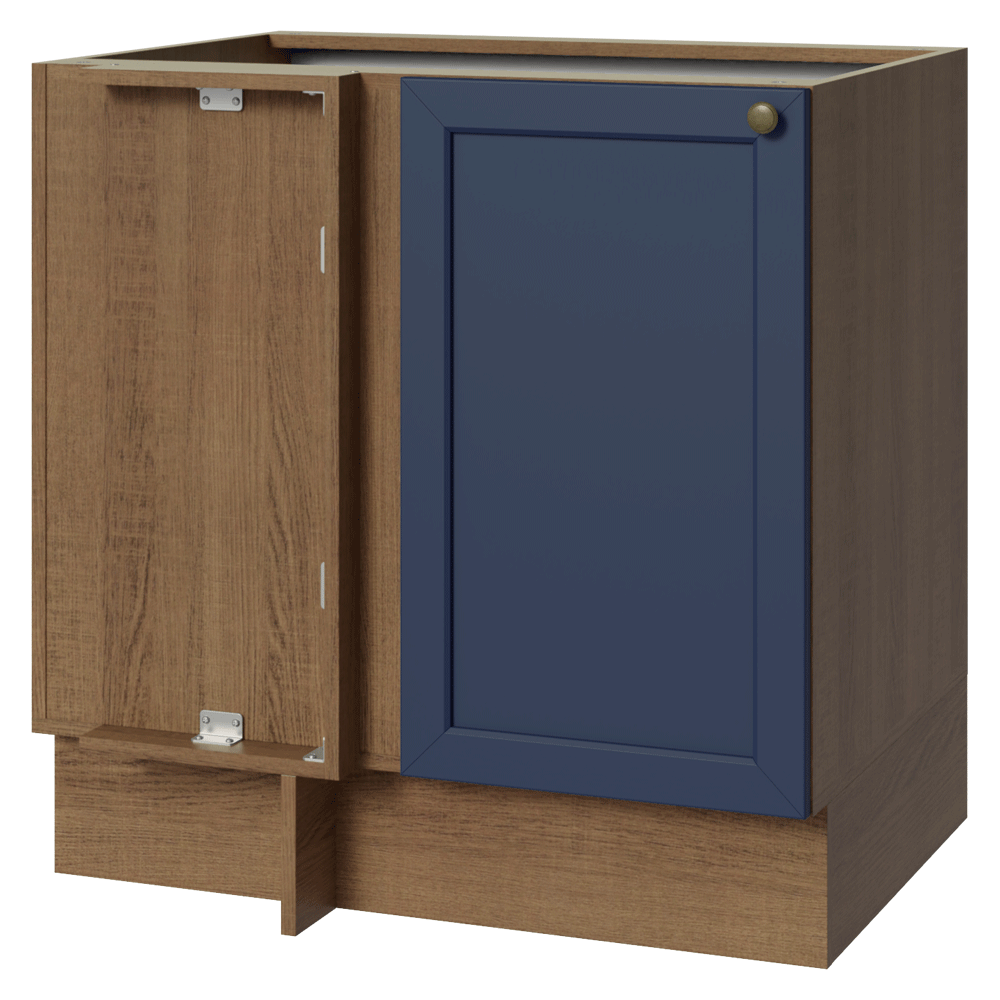 Bajo Mesada Esquinero 102 cm x 64 cm (Sin Mesada) Marrón/Azul Vik Madesa