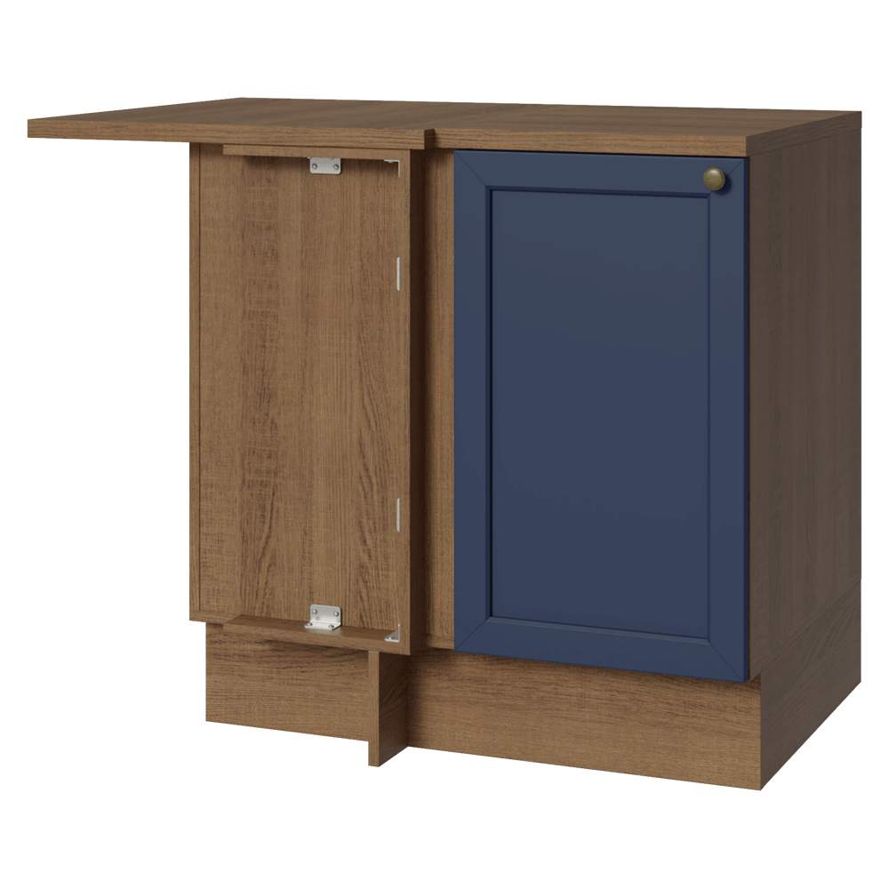 Bajo Mesada Esquinero 102 cm x 64 cm (con Mesada) Marrón/Azul Vik Madesa
