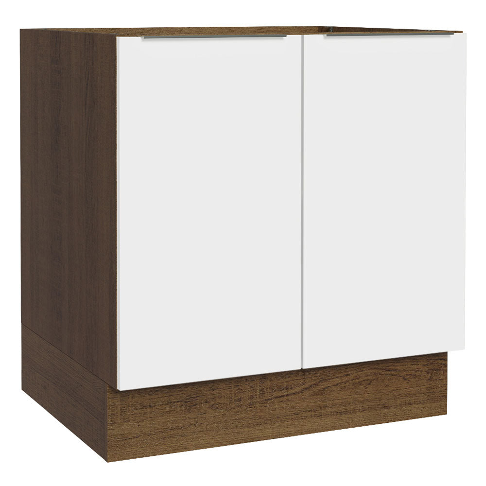 Bajo Mesada Cocina 80 x 60 cm 2 Puertas (Sin Mesada) Marrón/Blanco Stella Madesa