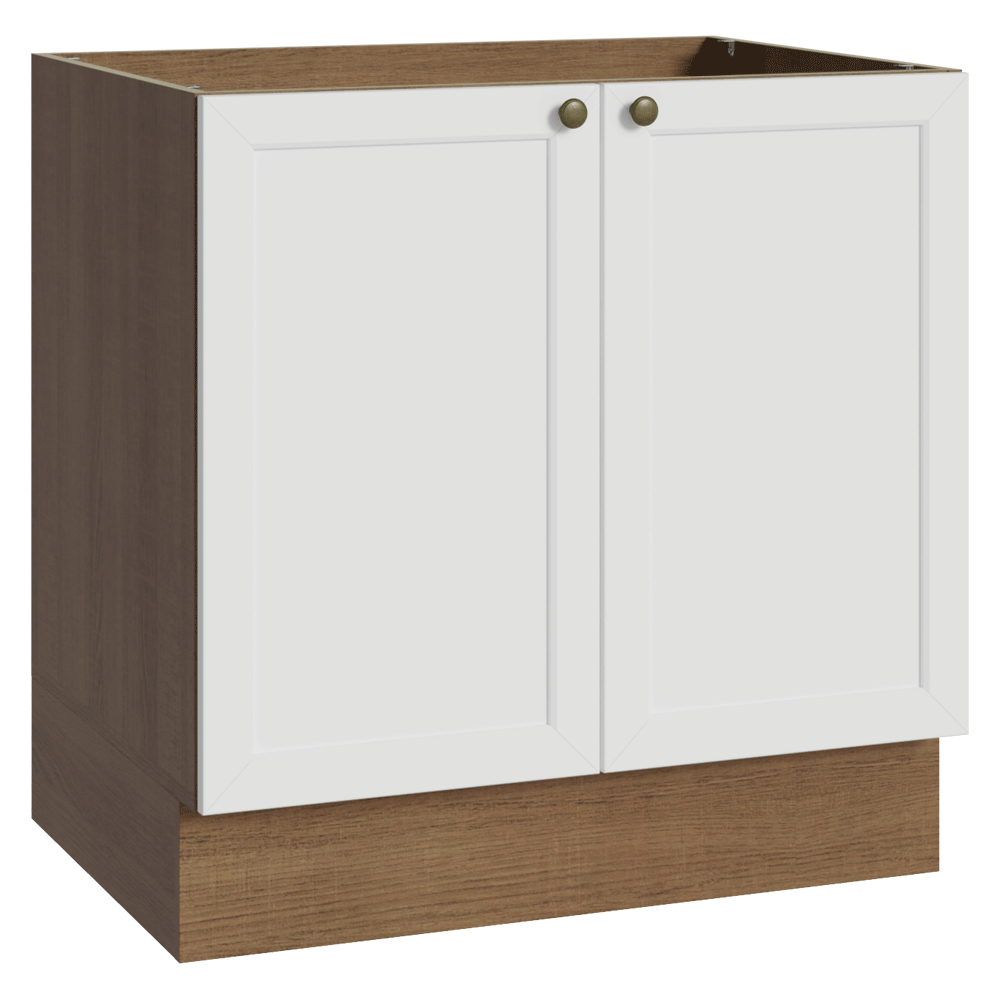 Bajo Mesada de Cocina 80 x 60 cm 2 Puertas (Sin Mesada) Marrón/Blanco Vik Madesa