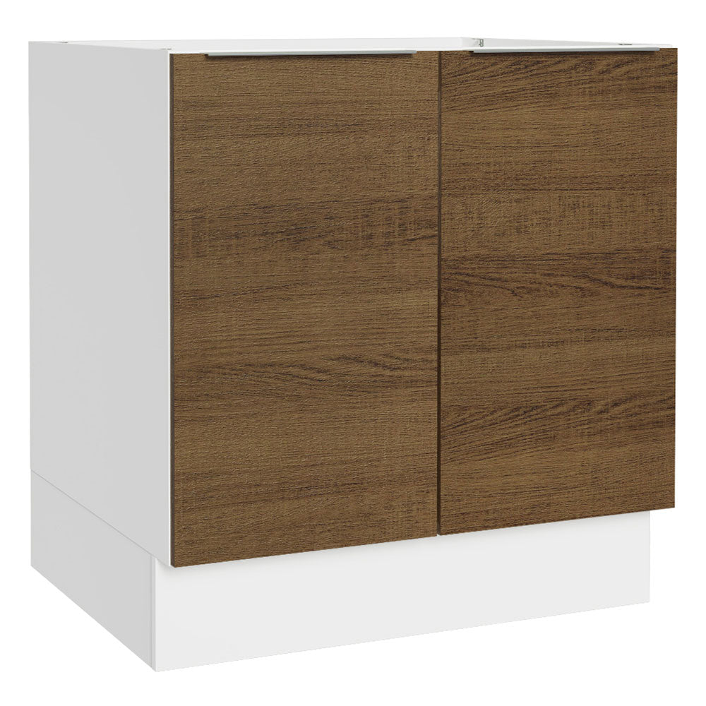 Bajo Mesada Cocina 80 x 60 cm 2 Puertas (Sin Mesada) Blanco/Marrón Stella Madesa