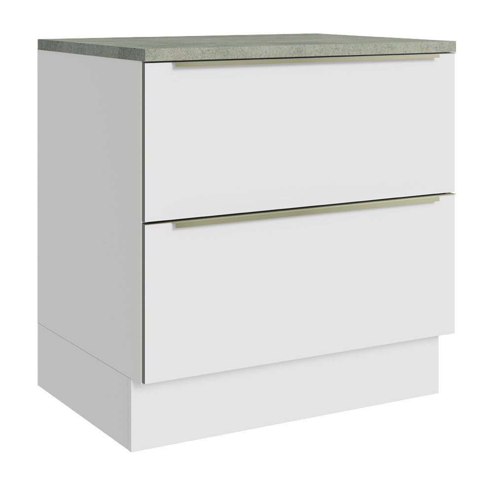 Bajo Mesada Cocina 80 x 60 cm 2 Cajones (Con Mesada) Blanco/Blanco Aterciopelado Lux Madesa
