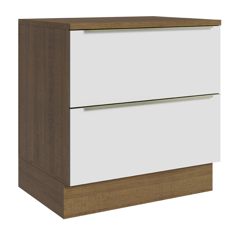 Bajo Mesada Cocina 80 x 60 cm 2 Cajones (Con Mesada) Marrón/Blanco Aterciopelado Lux Madesa