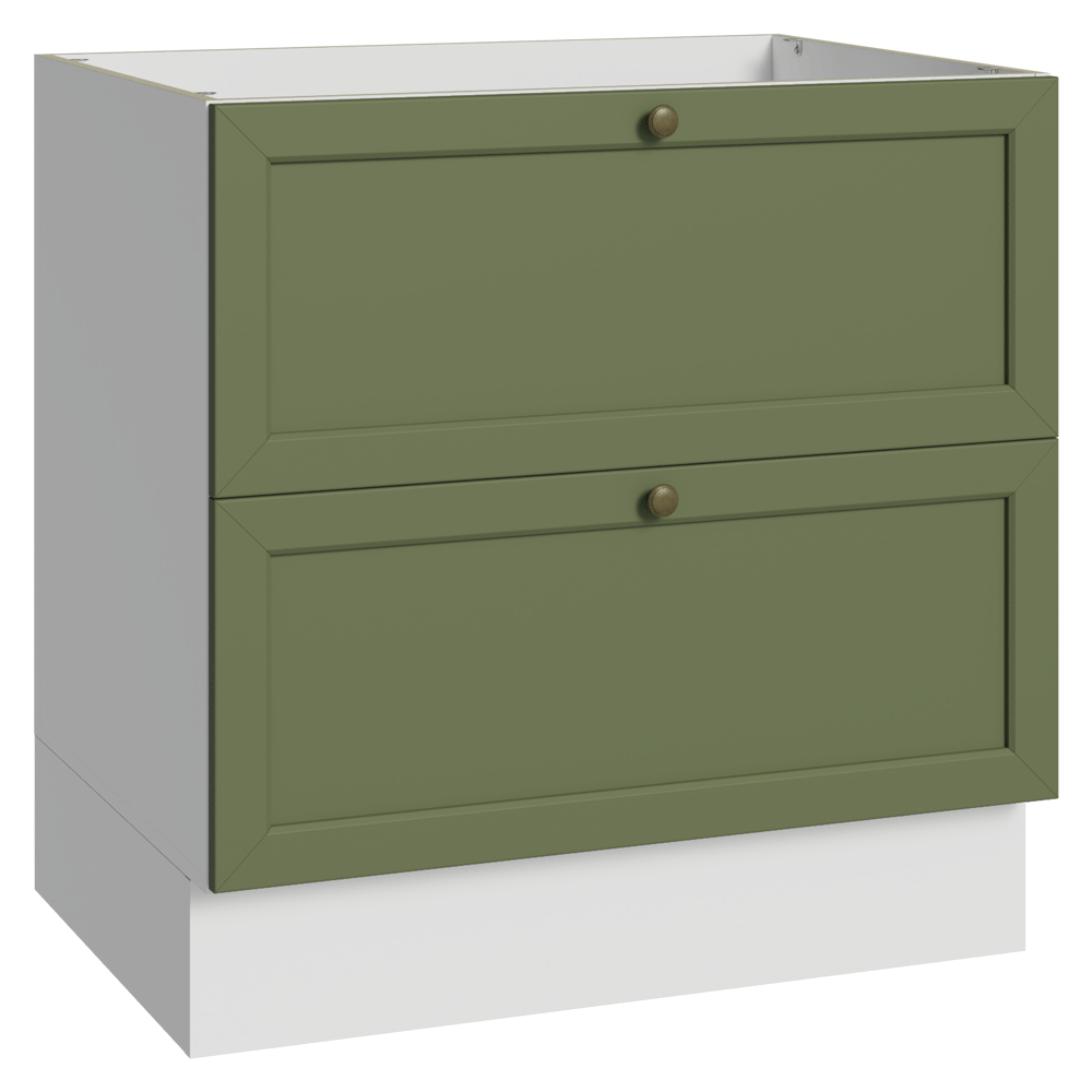 Bajo Mesada de Cocina 80 x 60 cm 2 Cajones (Sin Mesada) Blanco/Verde Vik Madesa