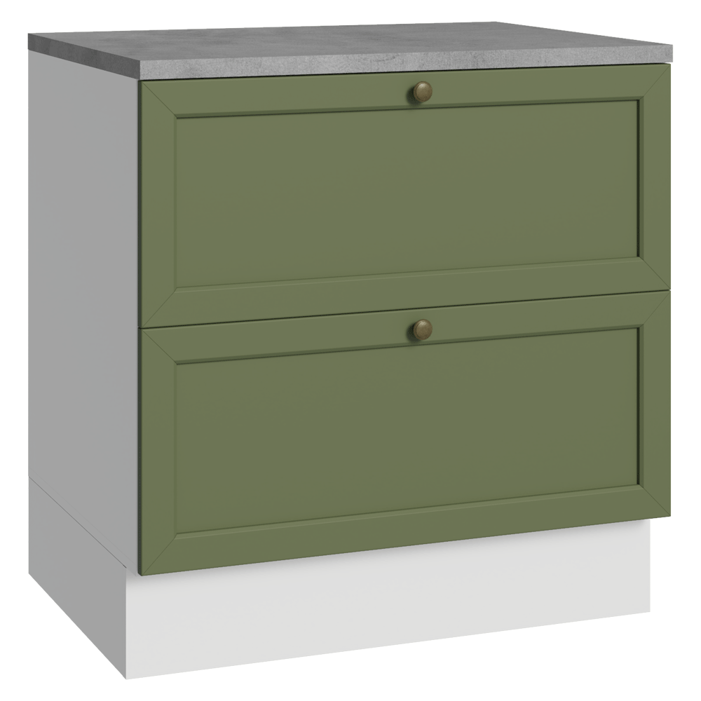 Bajo Mesada de Cocina 80 x 60 cm 2 Cajones (con Mesada) Blanco/Verde Vik Madesa