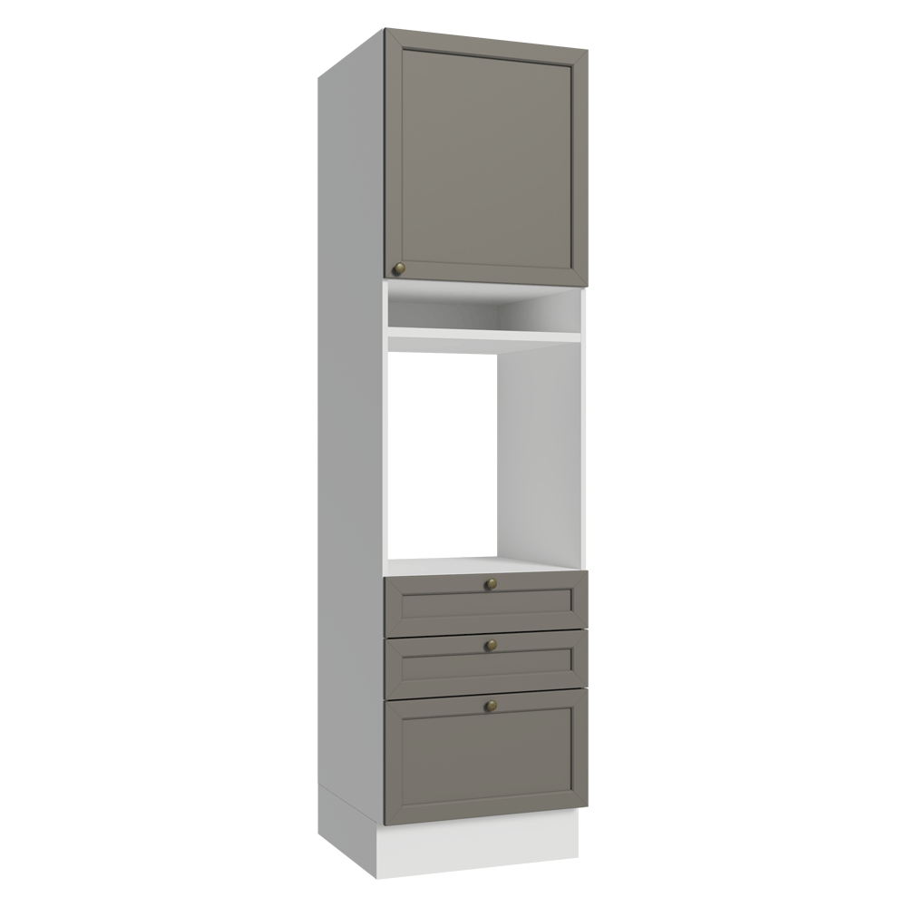 Mueble de cocina para Horno/ microondas 60 x 60 cm 1 Puerta 3 Cajones Blanco/Gris Vik Madesa