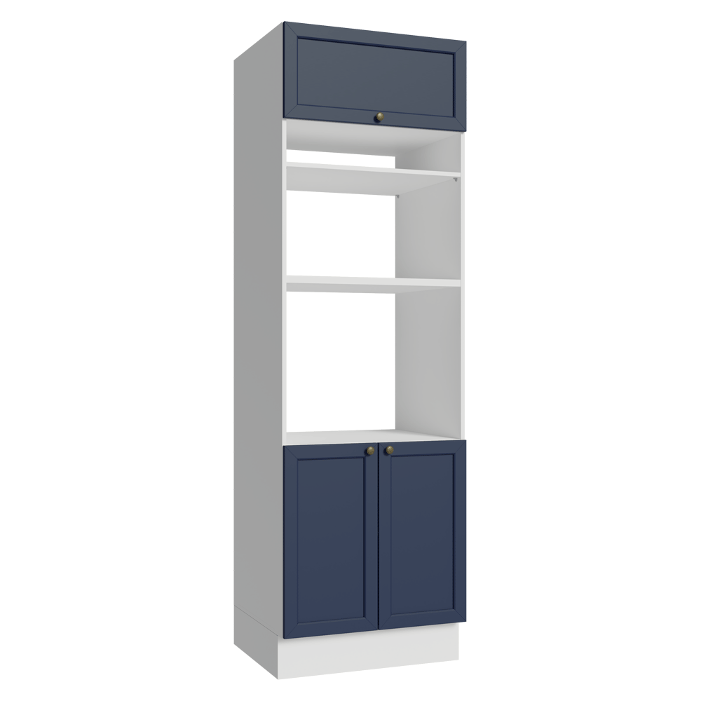 Mueble de cocina para Horno/ microondas 70 x 60 cm 3 Puertas Blanco/Azul Vik Madesa