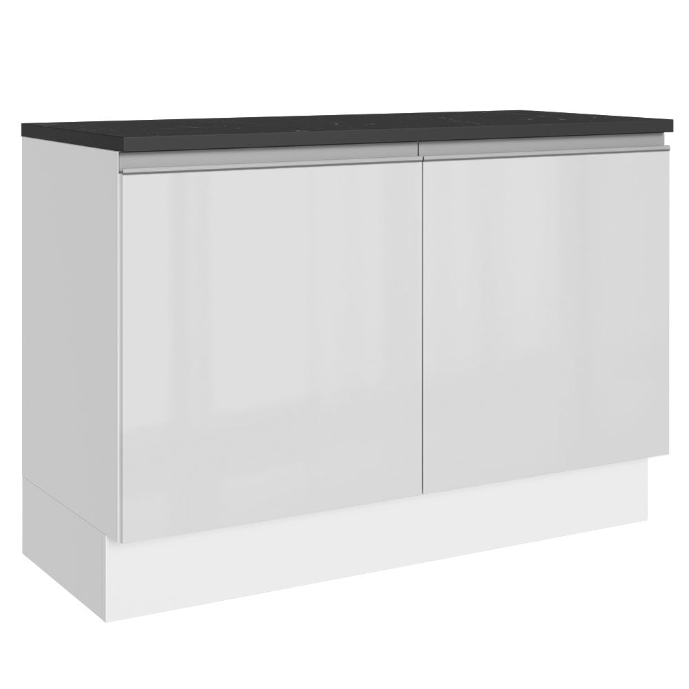 Bajo Mesada Cocina 100% MDF 120 cm 2 Puertas (Con Mesada) Blanco Acordes Madesa