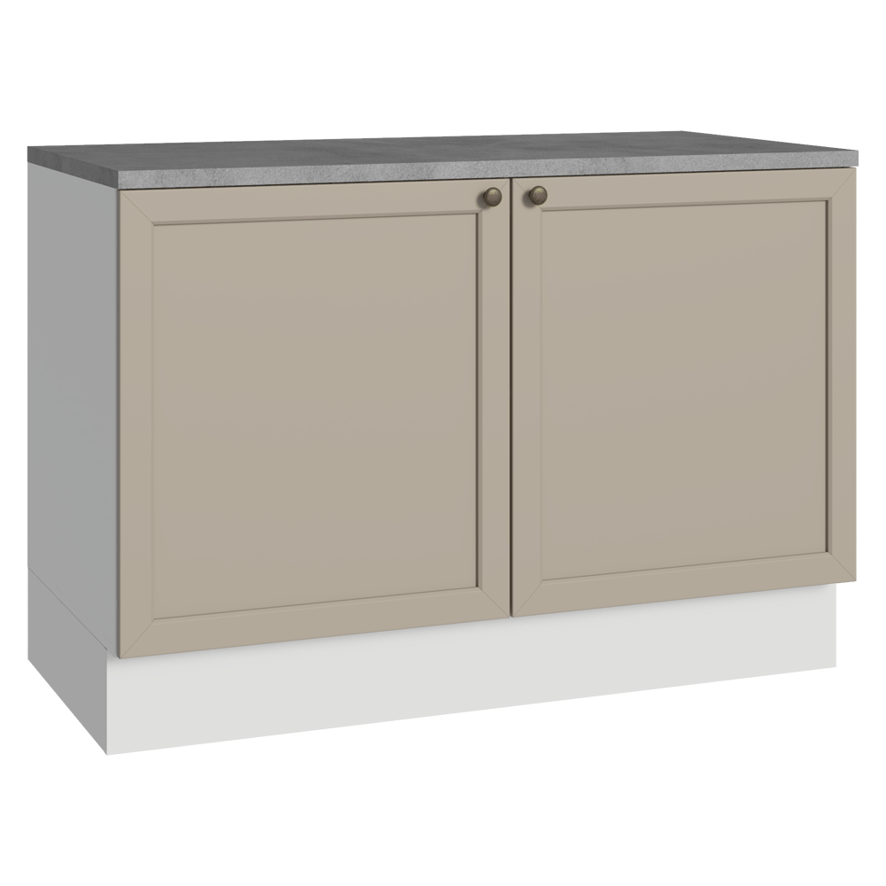 Bajo Mesada Cocina 120 cm (Con Mesada) Blanco/Crema Vik Madesa