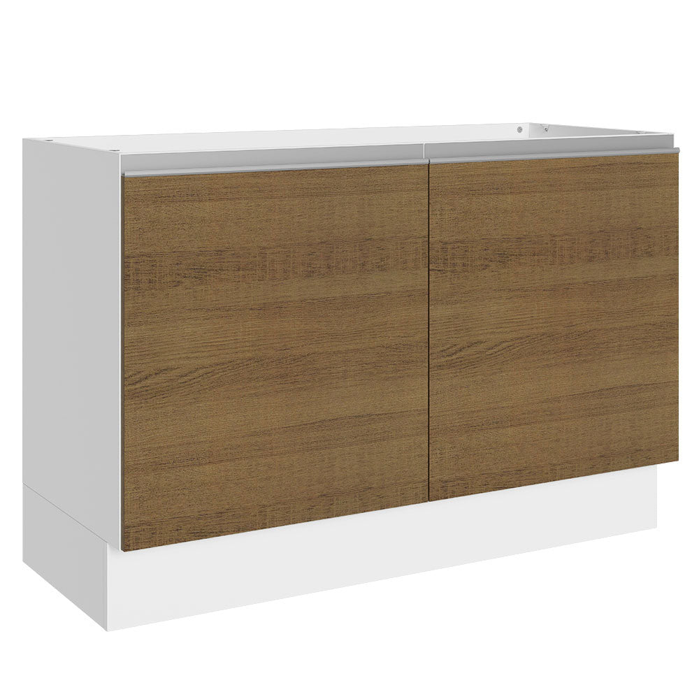 Bajo Mesada para Bacha 100% MDF 120 cm 2 Puertas (Sin Mesada y Bacha) Blanco/Marrón Acordes Madesa