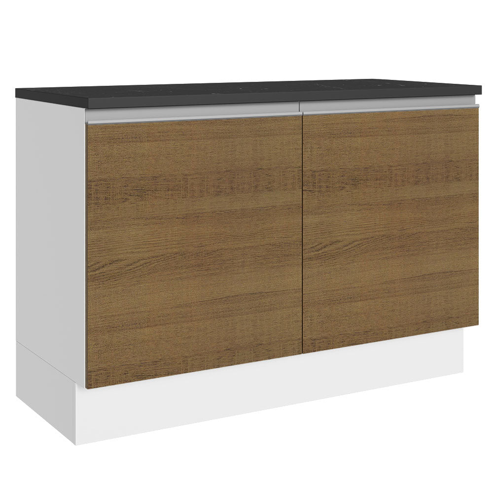 Bajo Mesada Cocina 100% MDF 120 cm 2 Puertas (Con Mesada) Blanco/Marrón Acordes Madesa