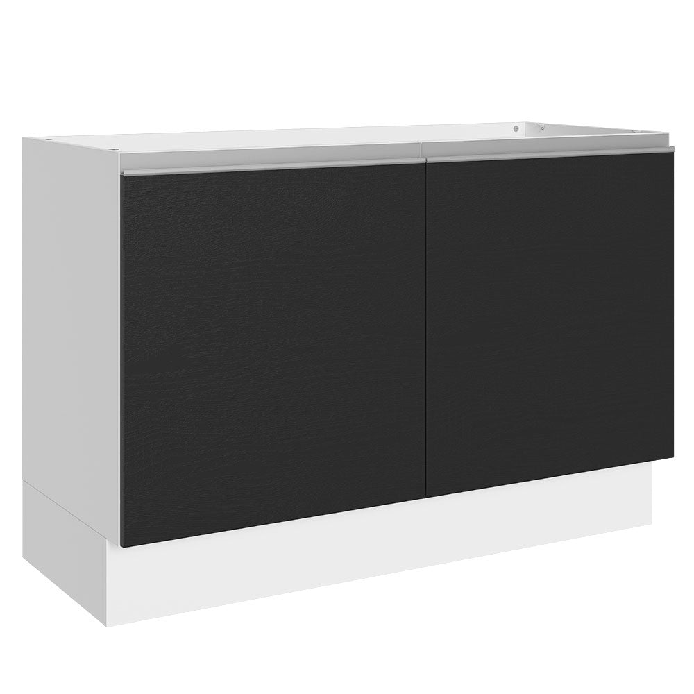 Bajo Mesada para Bacha 100% MDF 120 cm 2 Puertas (Sin Mesada y Bacha) Blanco/Negro Acordes Madesa