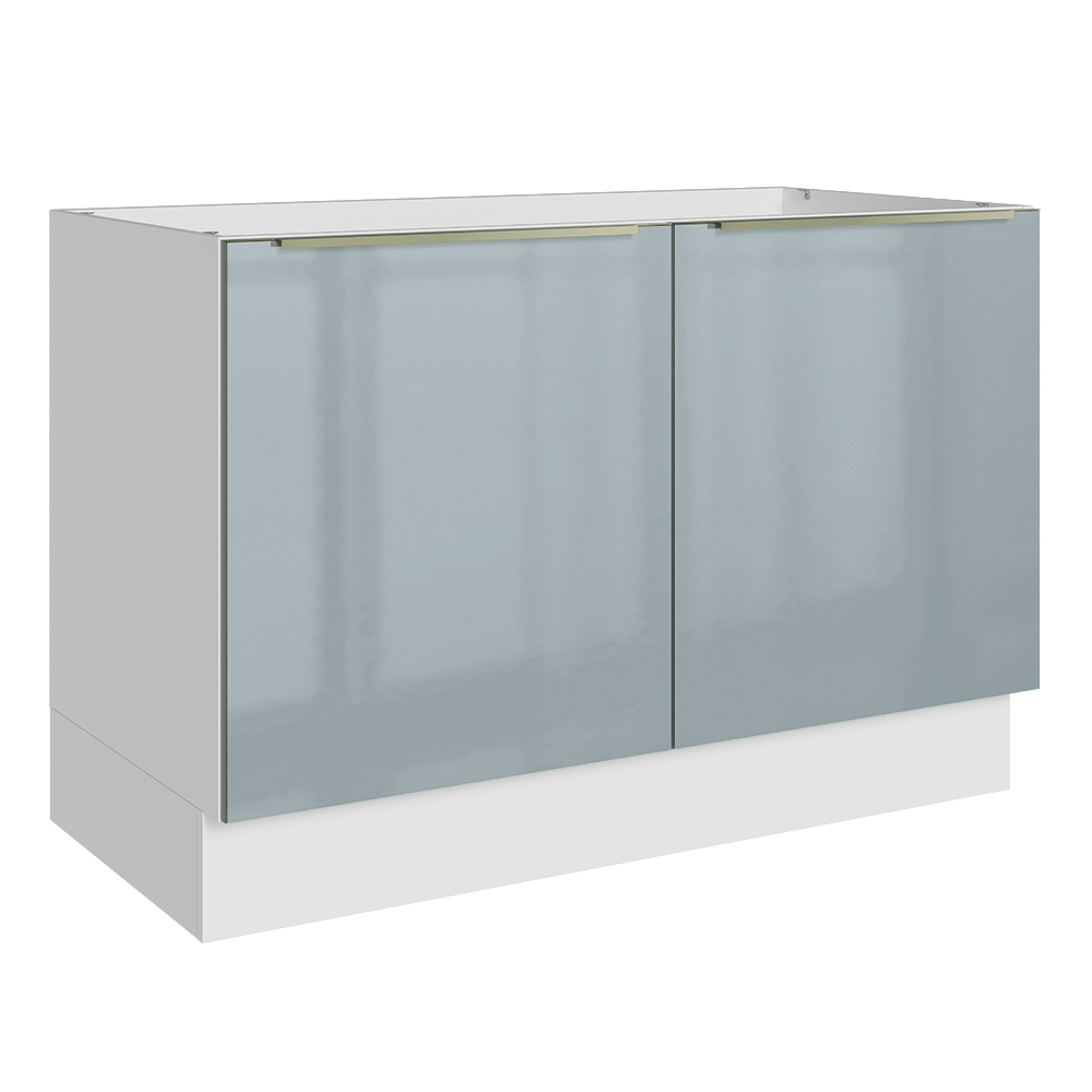 Bajo Mesada para Bacha 120 cm 2 Puetas (Sin Mesada y Bacha) Blanco/Gris Lux Madesa