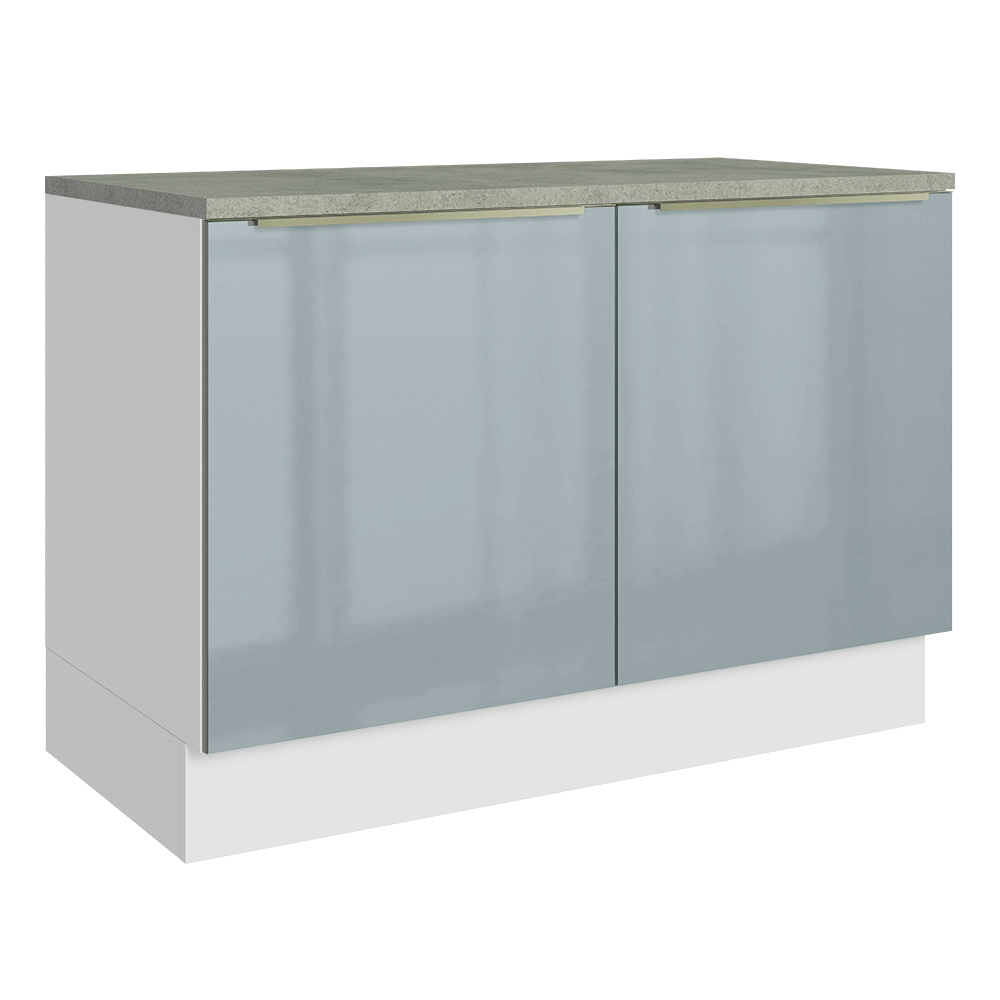 Bajo Mesada de Cocina 120 cm 2 Puetas Blanco/Gris Lux Madesa