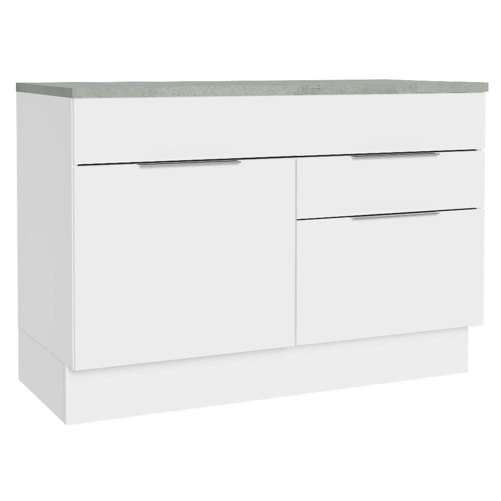 Bajo Mesada Cocina 120 cm 1 Puertas e 2 Cajones (Con Mesada) Blanco Stella Madesa