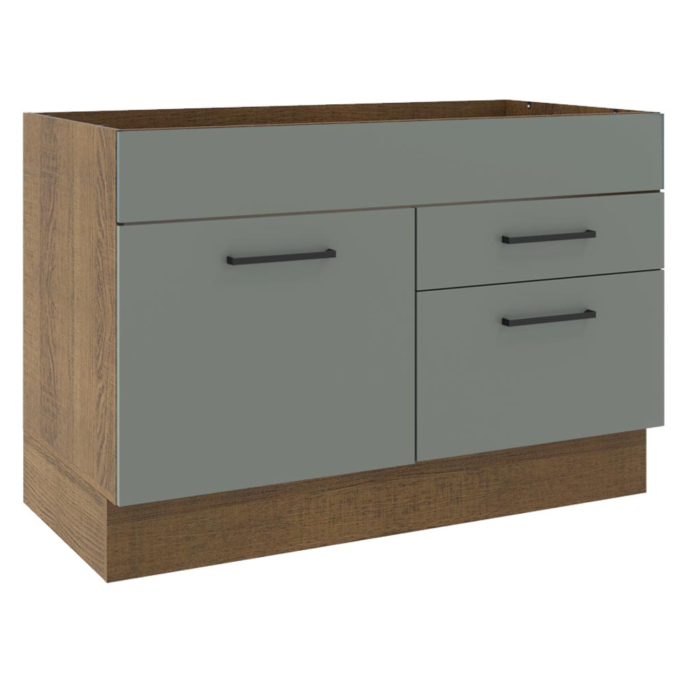 Bajo Mesada 120 cm 2 Cajones 1 Puerta Agata Marrón/Gris