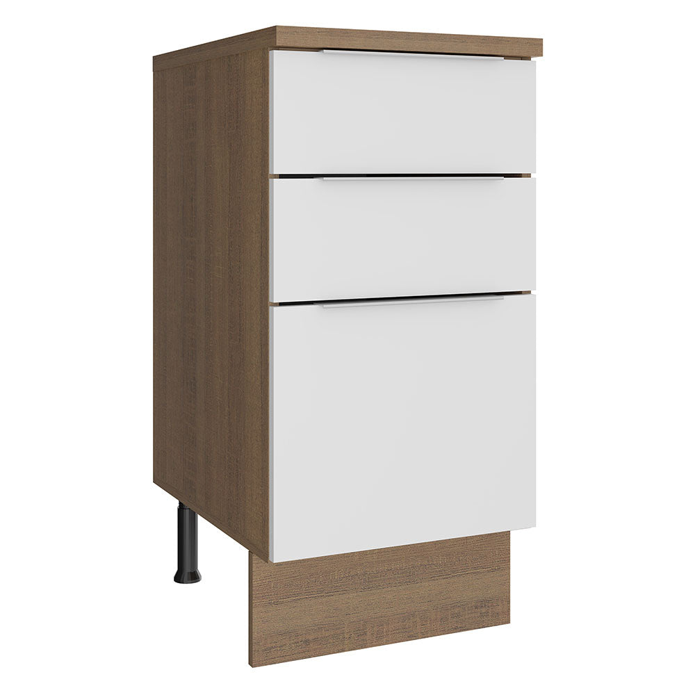 Bajo Mesada Cocina 40 cm 3 Cajones Marrón/Blanco Stella Madesa
