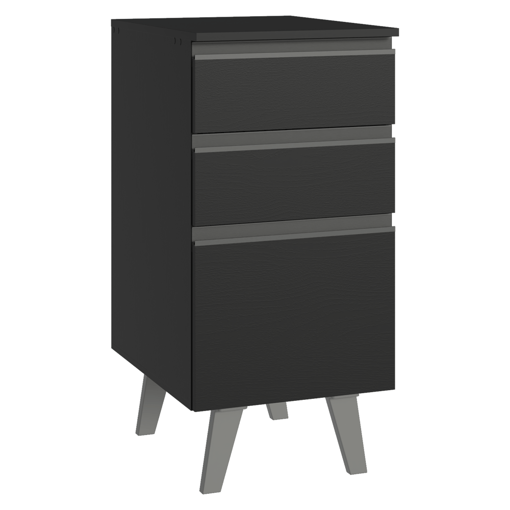 Bajo Mesada de Cocina 40 cm 3 Cajones con Patas Negro Nice Madesa