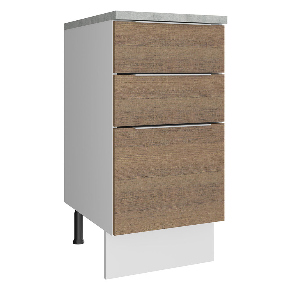 Bajo Mesada Cocina 40 cm 3 Cajones Blanco/Marrón Stella Madesa