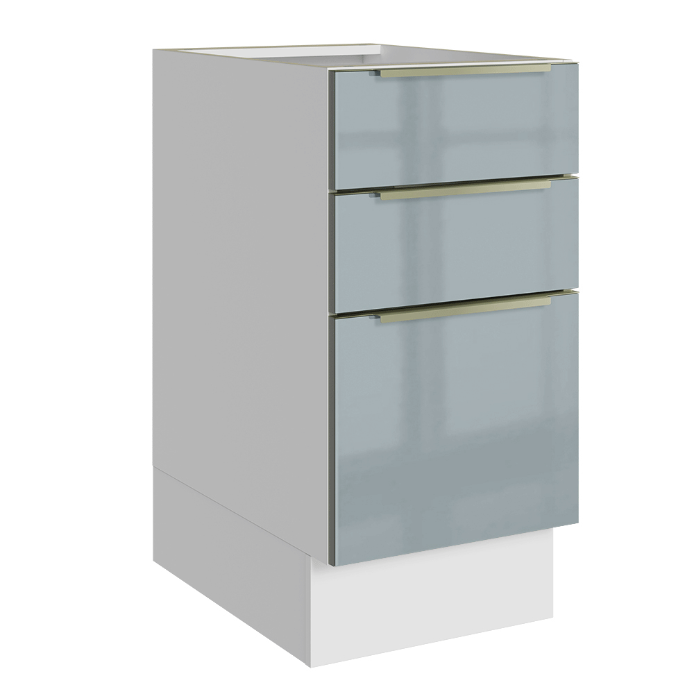 Bajo Mesada de Cocina 40 cm 3 Cajones (Sin Mesada) Blanco/Gris Lux Madesa