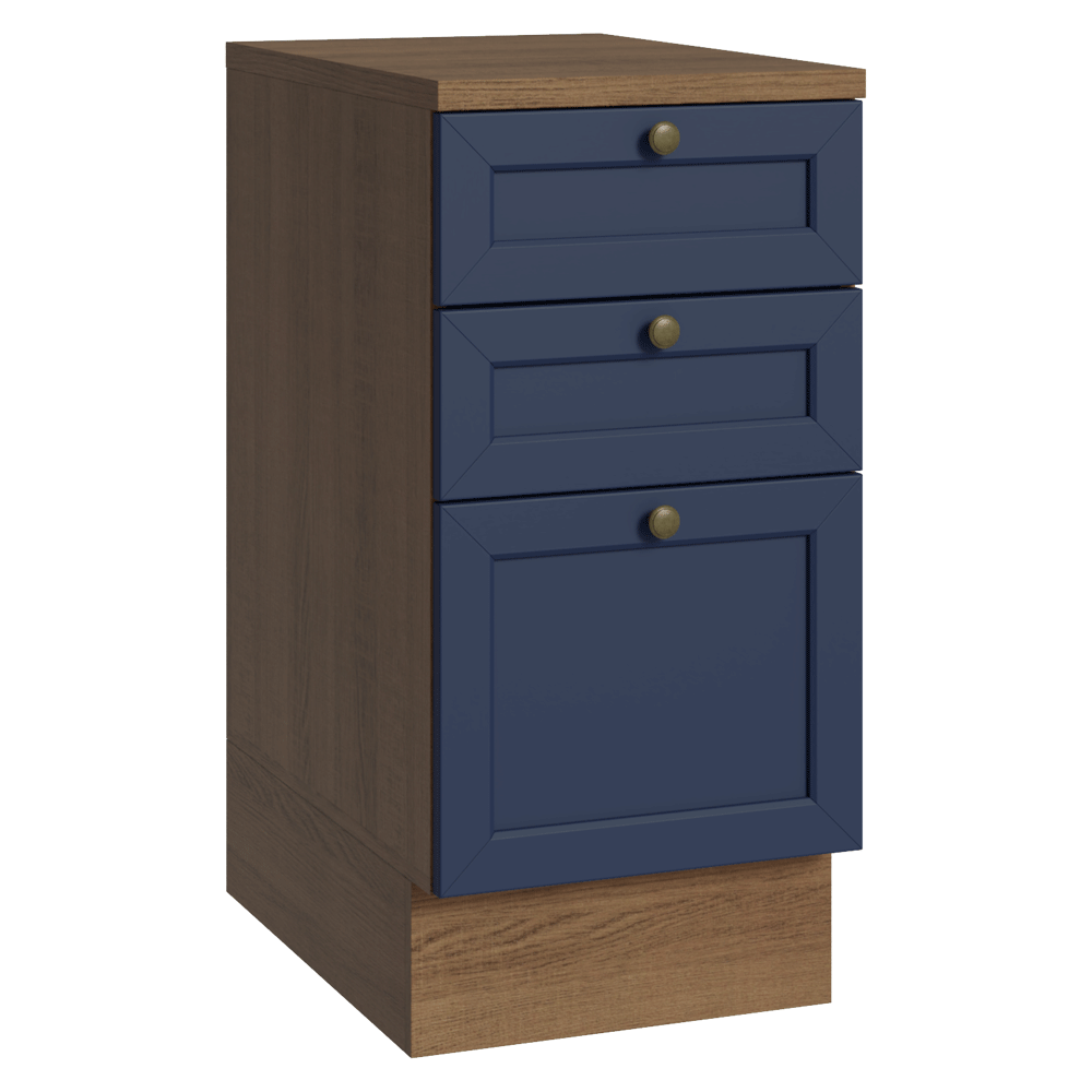 Bajo Mesada de Cocina 40 cm 3 Cajones Marrón/Azul Vik Madesa