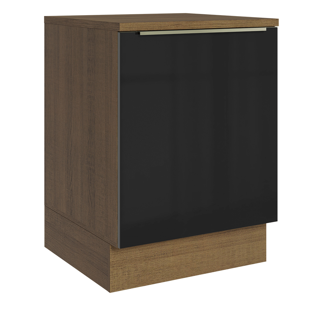 Bajo Mesada de Cocina 60 cm 1 Puerta (Con Mesada) Marrón/Negro Lux Madesa