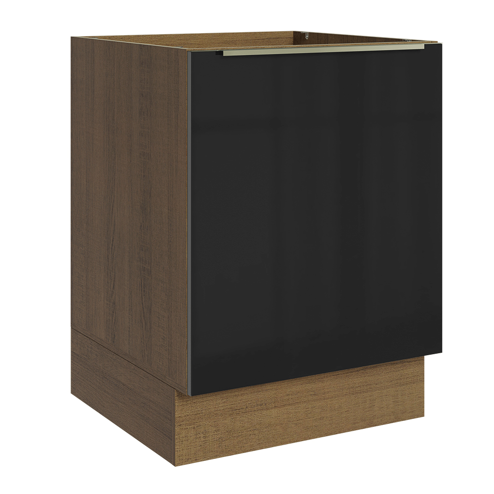 Bajo Mesada de Cocina 60 cm 1 Puerta (Sin Mesada) Marrón/Negro Lux Madesa