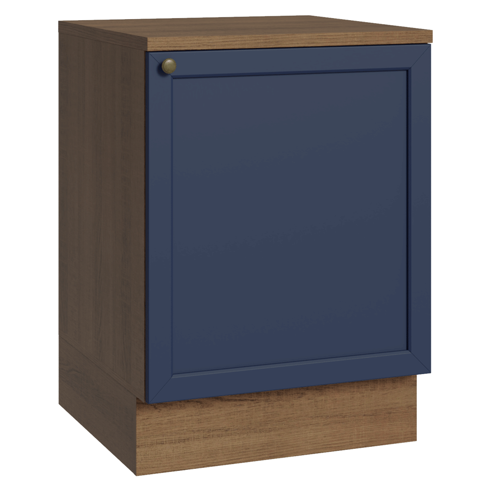 Bajo Mesada de Cocina 60 cm 1 Puerta Marrón/Azul Vik Madesa