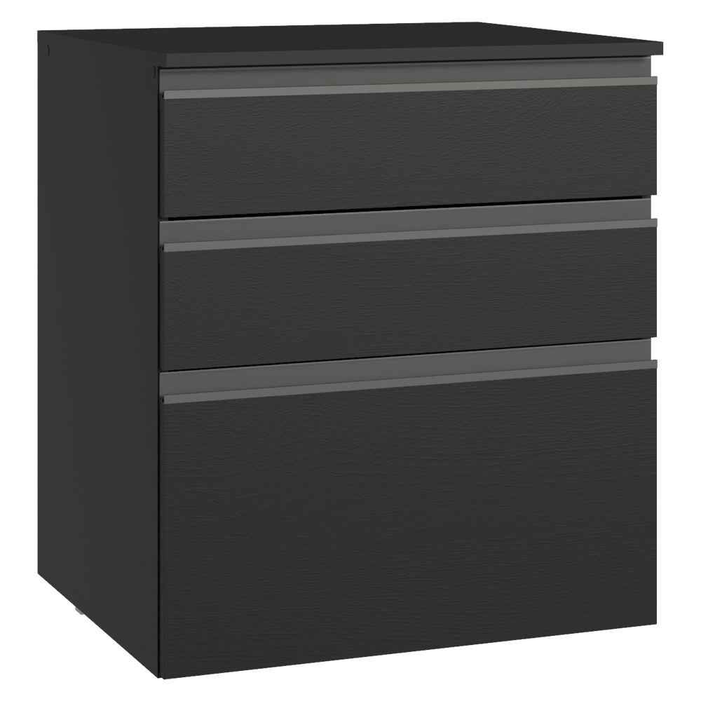 Bajo Mesada de Cocina 60 cm 3 Cajones Flotante Negro Nice Madesa