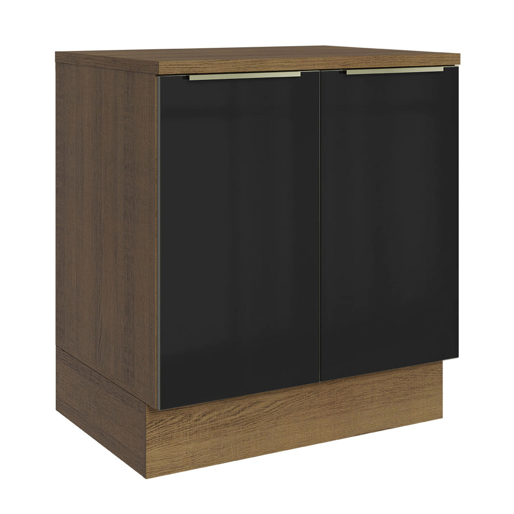 Bajo Mesada de Cocina 70 cm 2 Puetas (Con Mesada) Marrón/Negro Lux Madesa