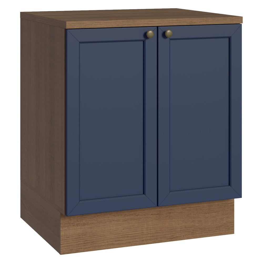 Bajo Mesada de Cocina 70 cm 2 Puertas Marrón/Azul Vik Madesa