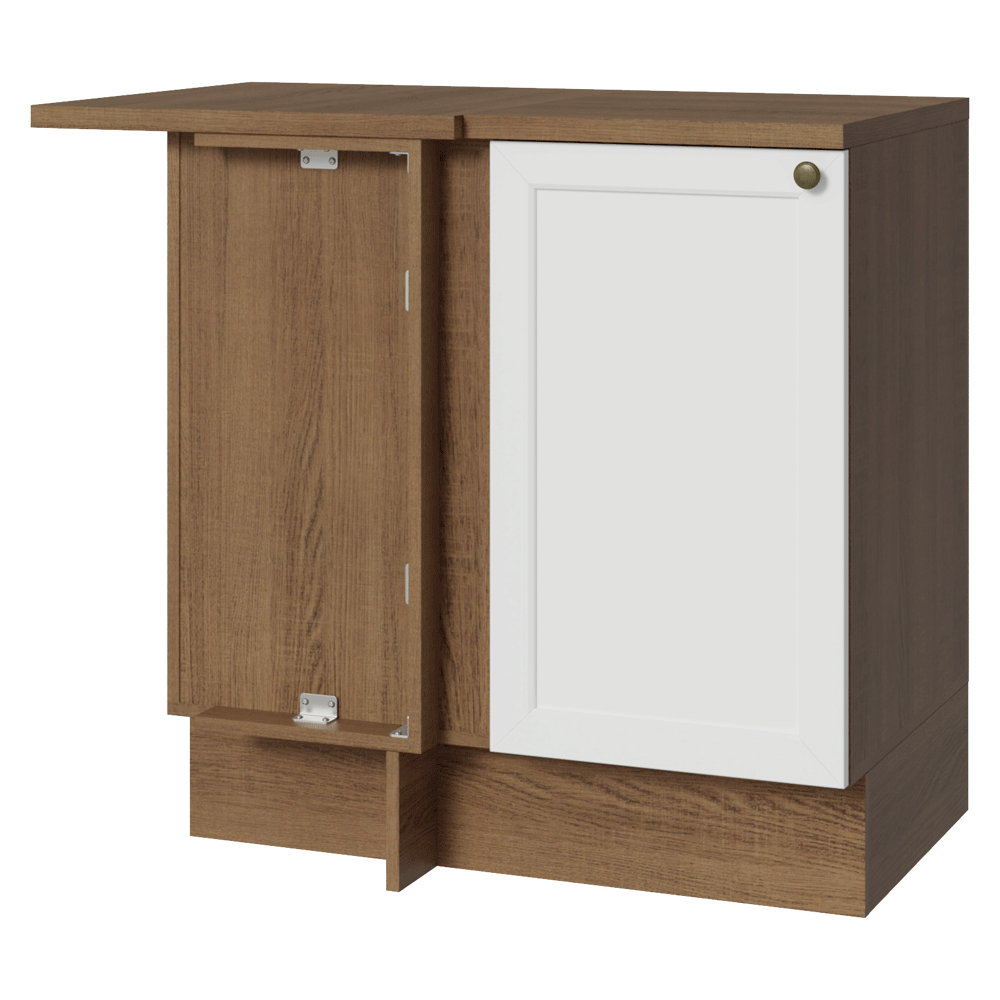 Bajo Mesada esquinero 1 Puerta Marrón/Blanco Vik Madesa