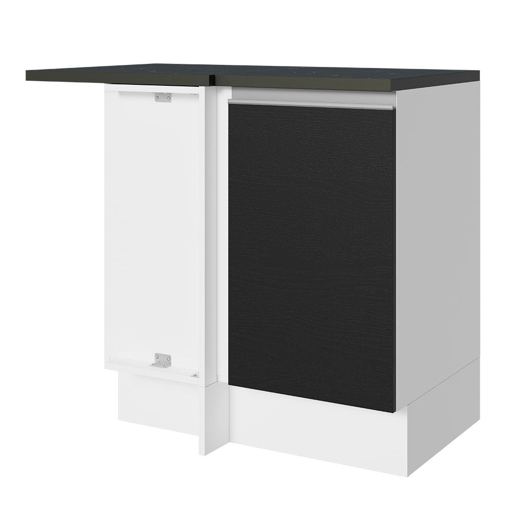 Bajo Mesada Cocina Esquinera 100% MDF 1 Puerta Blanco/Negro Acordes Madesa
