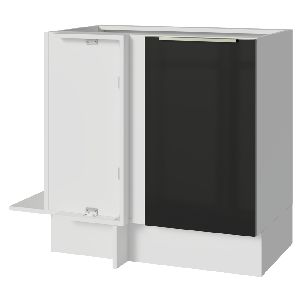 Bajo Mesada Esquinero 1 Puerta (Sin Mesada) Blanco/Negro Lux Madesa