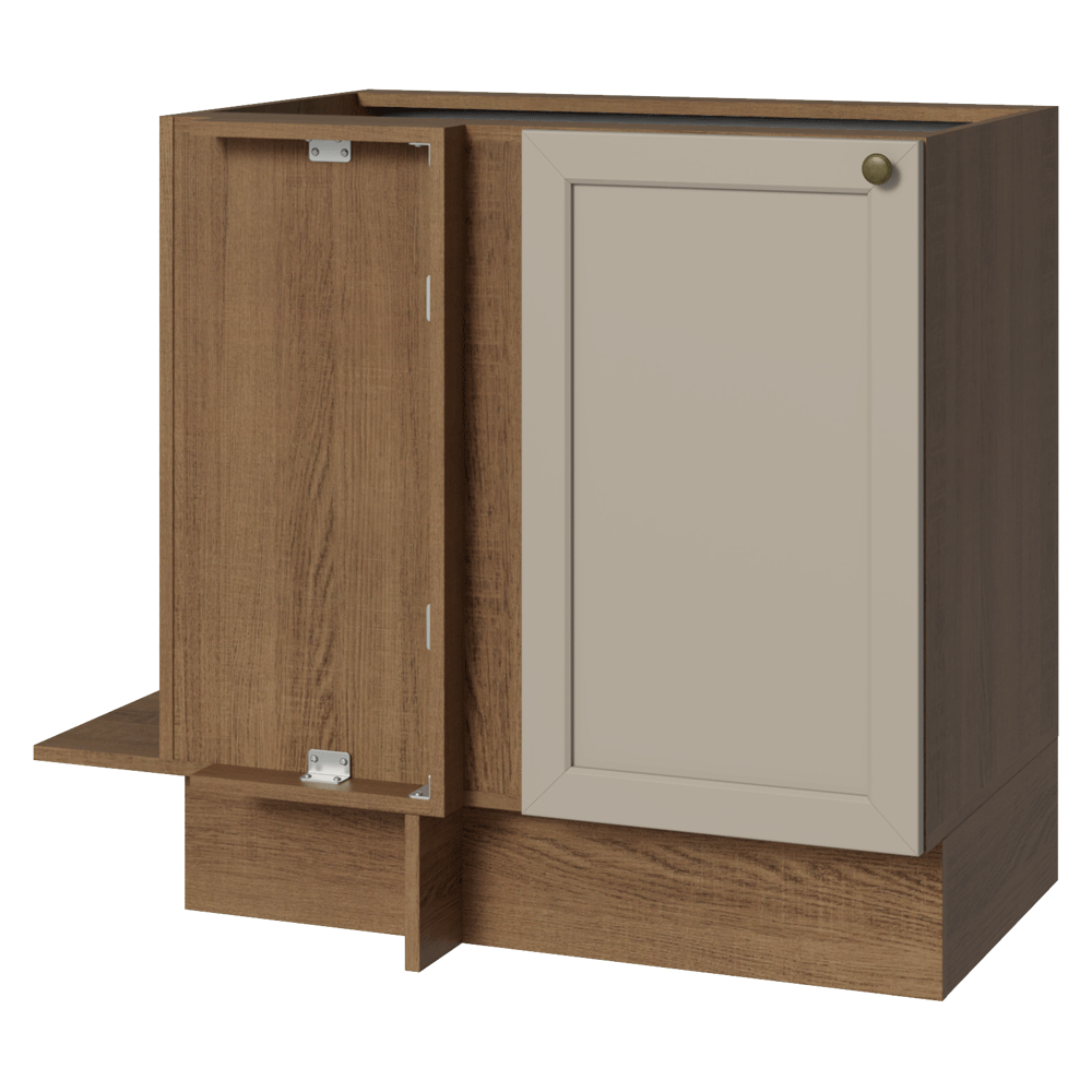 Bajo Mesada Esquinero 94 cm 1 Puerta (Sin Mesada) Marrón/Crema Vik Madesa