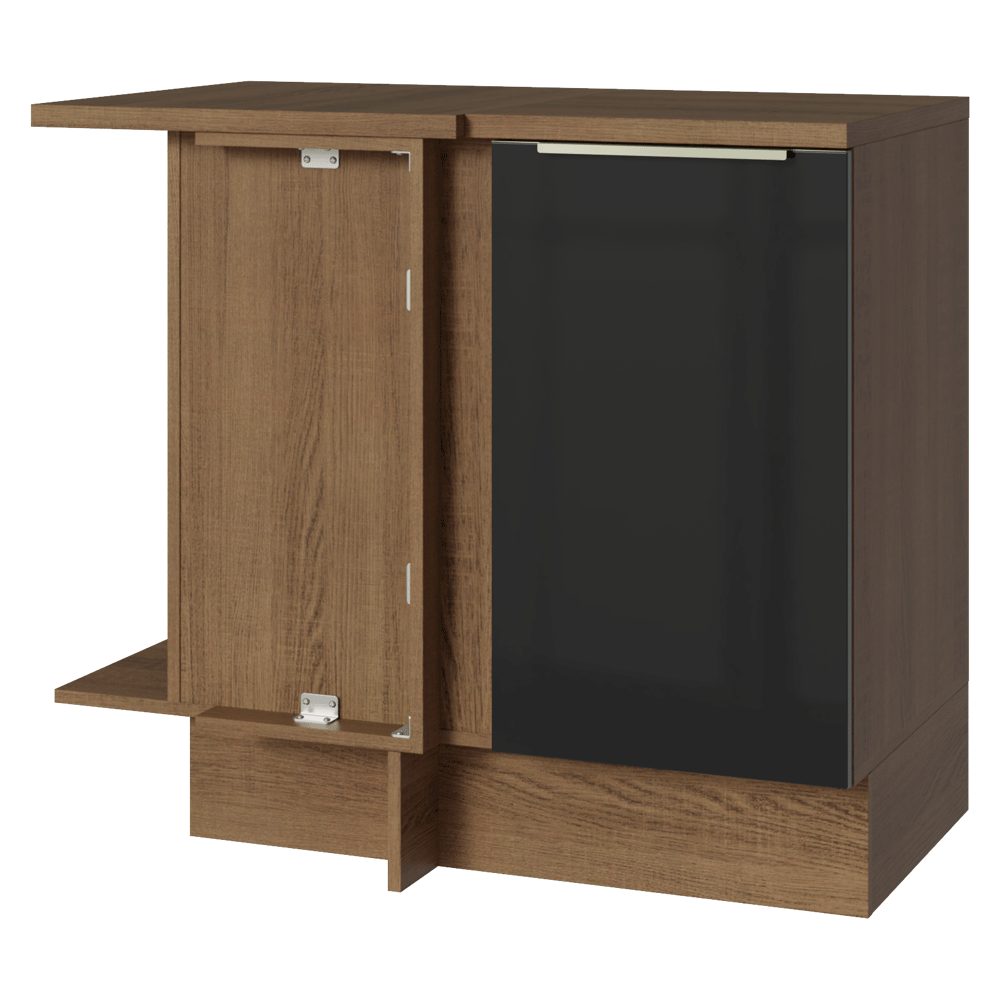 Bajo Mesada Esquinero 1 Puerta (Con Mesada) Marrón/Negro Lux Madesa