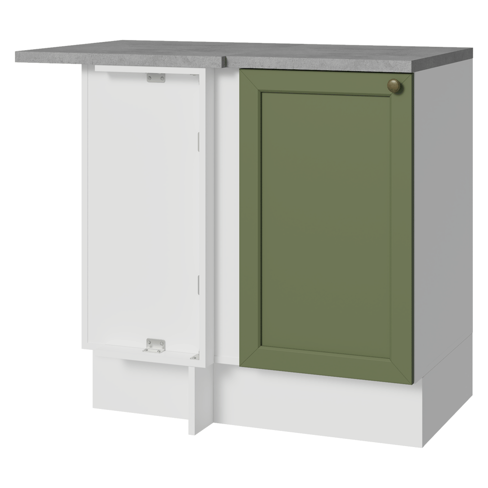 Bajo Mesada esquinero 1 Puerta Blanco/Verde Vik Madesa