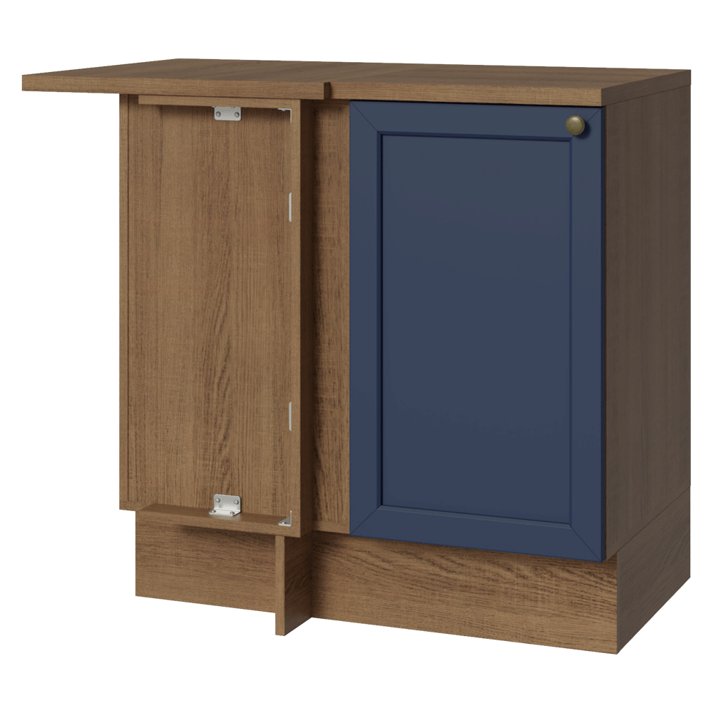 Bajo Mesada esquinero 1 Puerta Marrón/Azul Vik Madesa