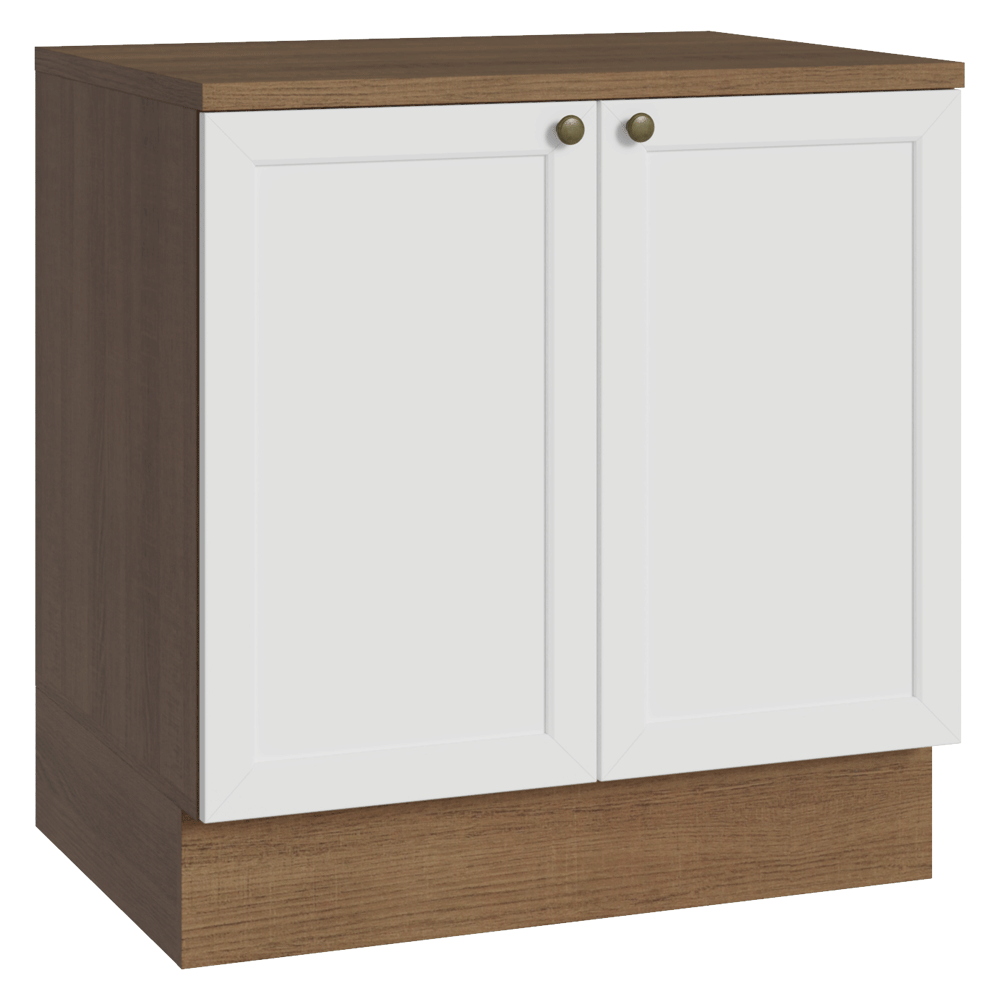 Bajo Mesada de Cocina 80 cm 2 Puertas Marrón/Blanco Vik Madesa