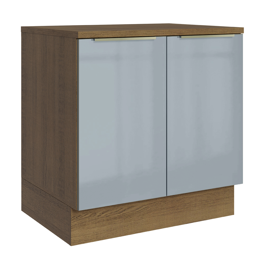 Bajo Mesada de Cocina 80 cm 2 Puetas Marrón/Gris Lux Madesa
