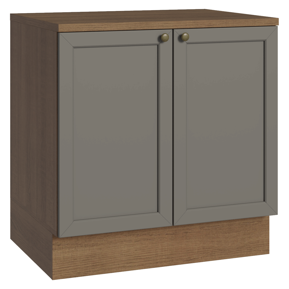Bajo Mesada de Cocina 80 cm 2 Puertas Marrón/Gris Vik Madesa