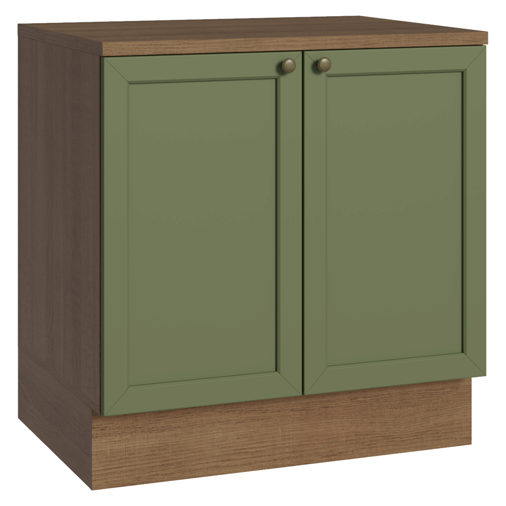 Bajo Mesada de Cocina 80 cm 2 Puertas Marrón/Verde Vik Madesa