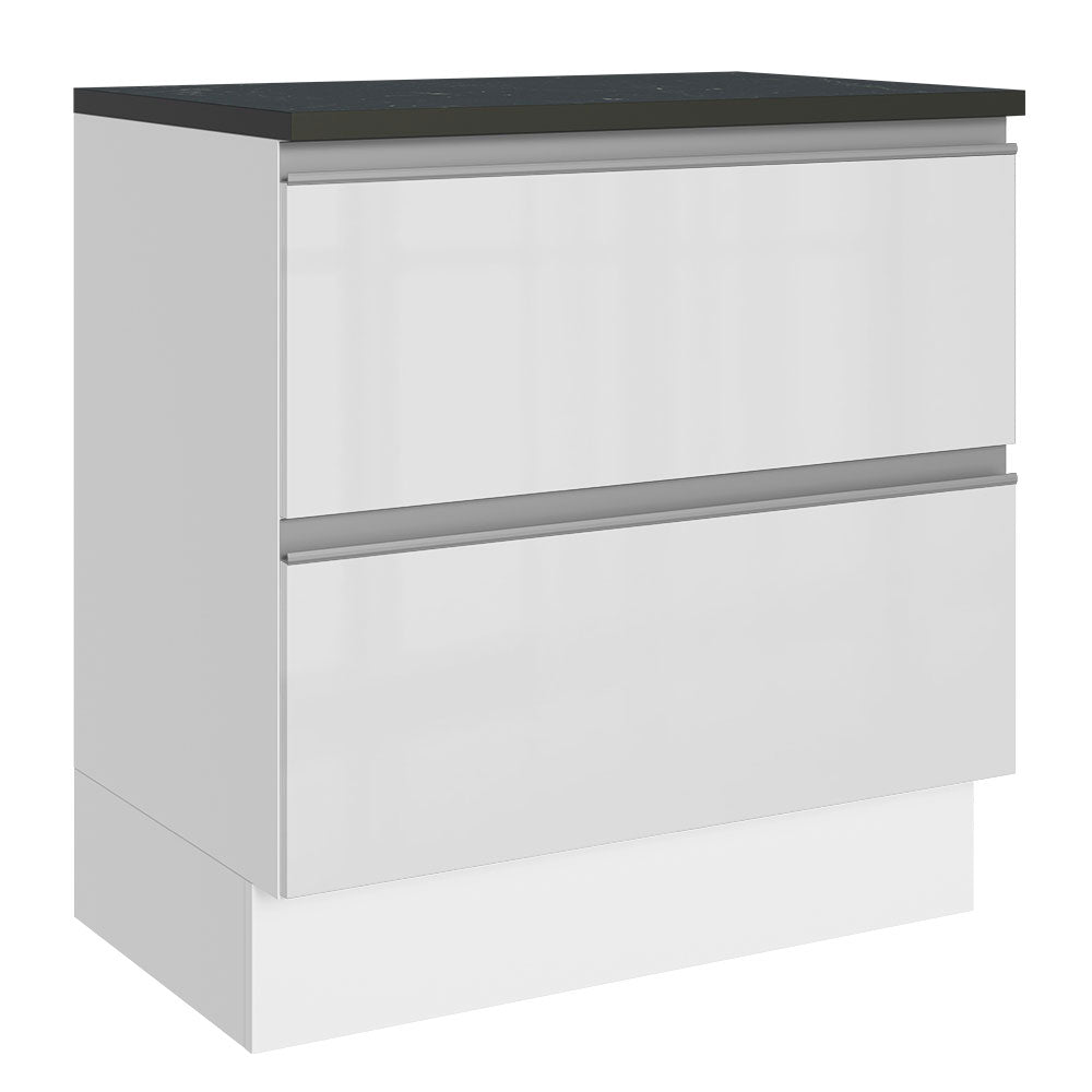 Bajo Mesada Cocina 100% MDF 80 cm 2 Cajones Frentes Blanco Brillante Acordes Madesa