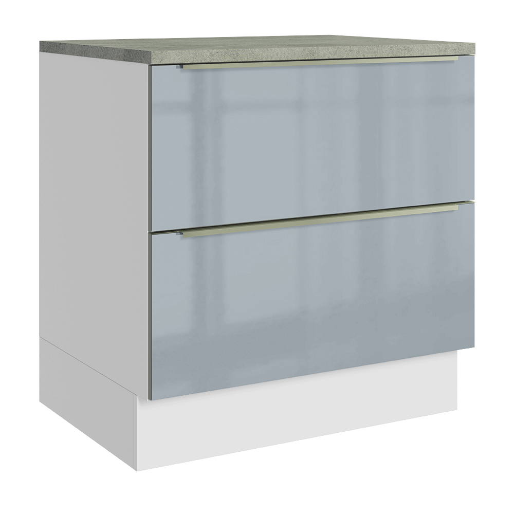 Bajo Mesada de Cocina 80 cm 2 Cajones Blanco/Gris Lux Madesa