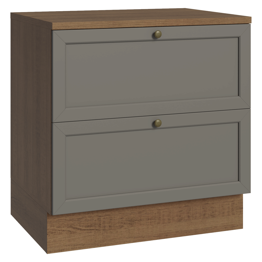 Bajo Mesada de Cocina 80 cm 2 Cajones Marrón/Gris Vik Madesa