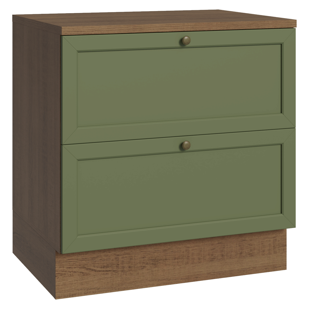 Bajo Mesada de Cocina 80 cm 2 Cajones Marrón/Verde Vik Madesa
