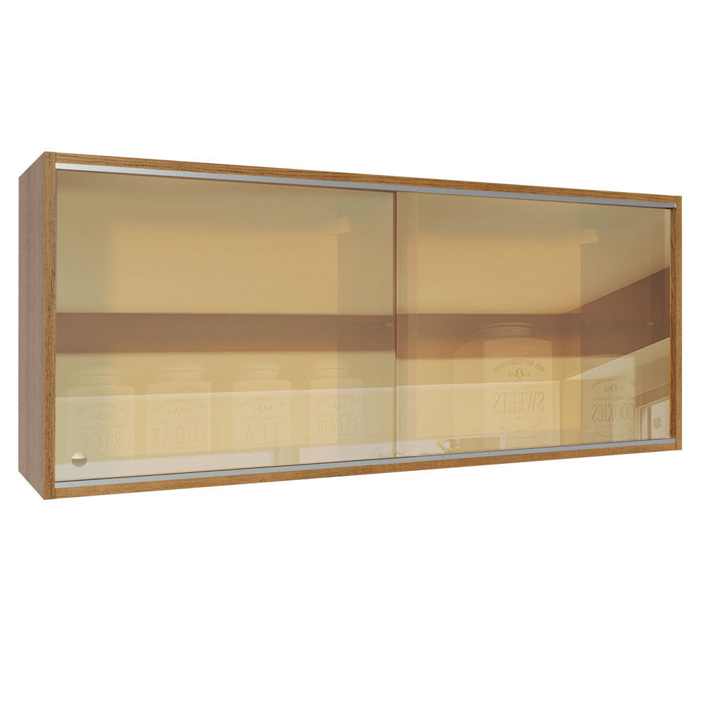 Alacena 120 cm 2 Puertas de Vidrio Reflectivo para Glamy, Lux, Agata y Reims Marrón