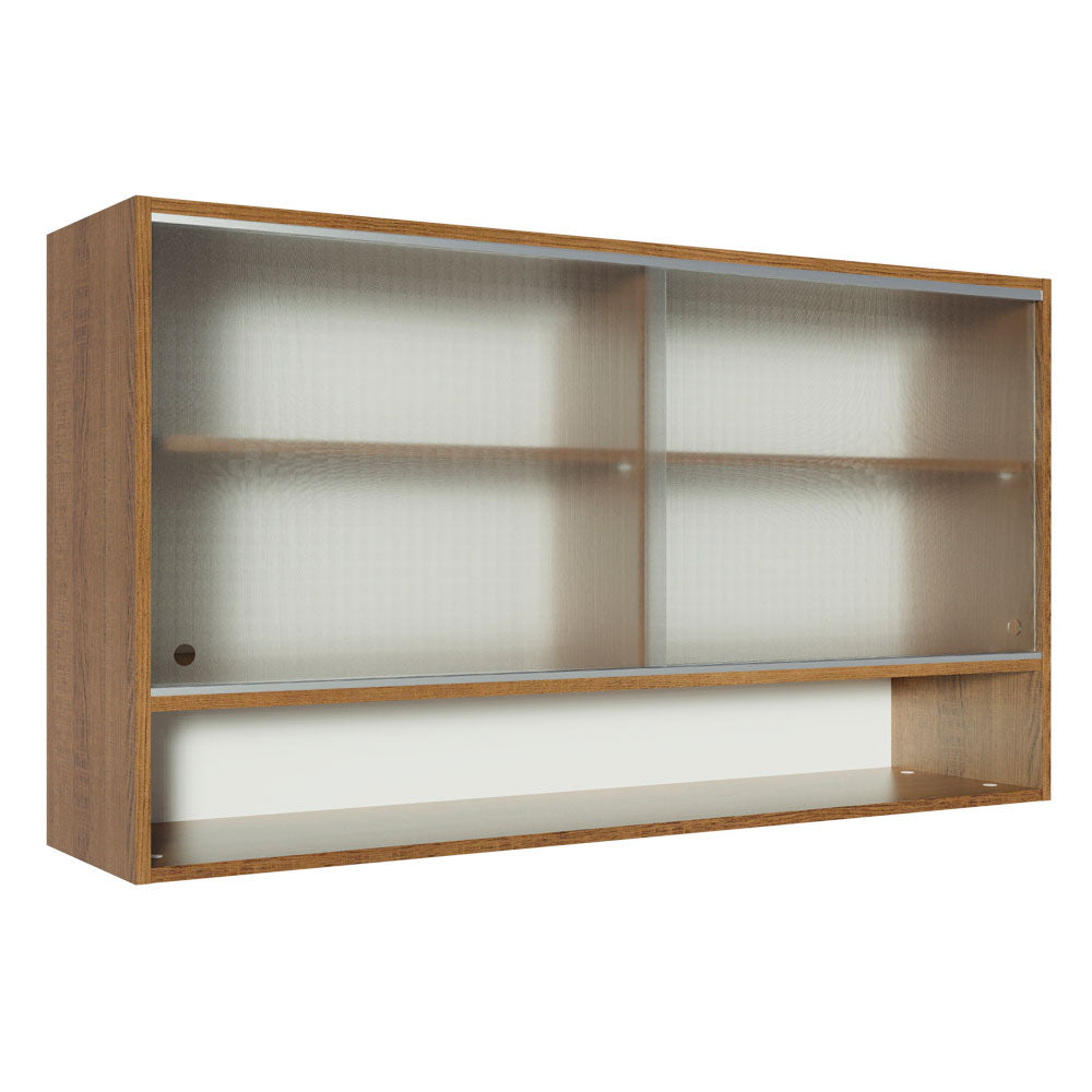 Alacena Madesa Glamy 2 Puertas Corredizas de Vidrio y 1 Nicho Marrón