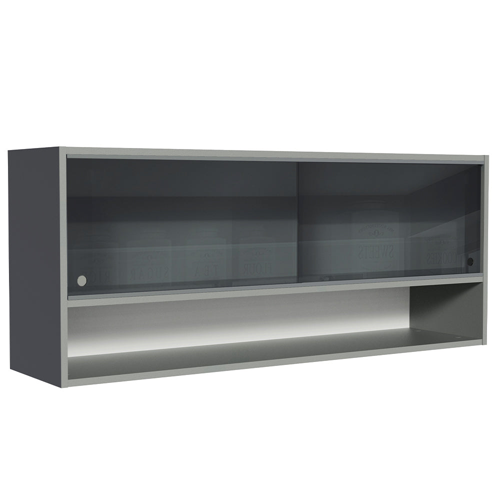 Alacena para Cocina 120 cm 2 Puertas Corredizas de Vidrio Translúcido color Gris Nice Madesa